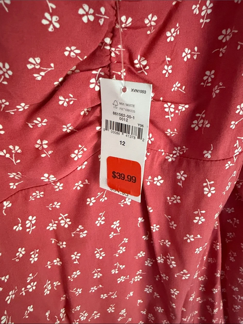 GAP Teen Coral Pink Floral Dress with White Print